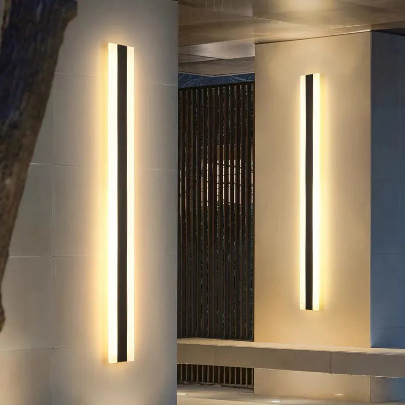 Outdoor LED strip wall lamp with straight design and wrought iron shell, 150cm length