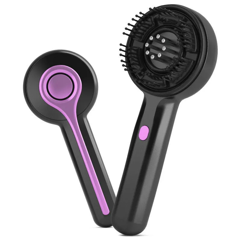 USB-powered head massager with comb design in black, grey or red colour showing mechanical speed control