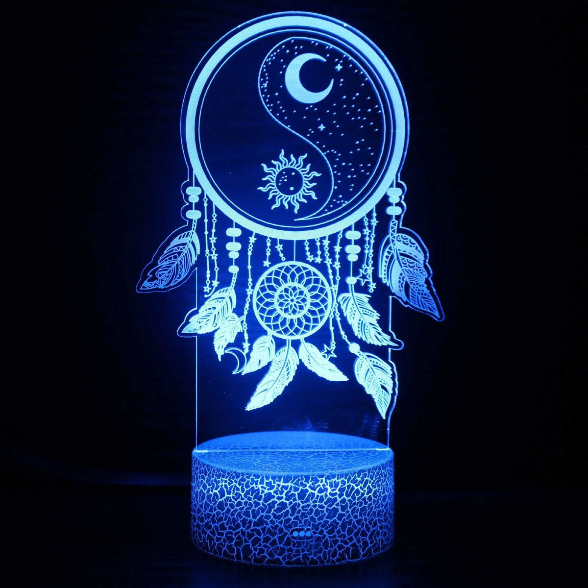 3D small night lamp with USB cable, touch control base, and remote for bedside table