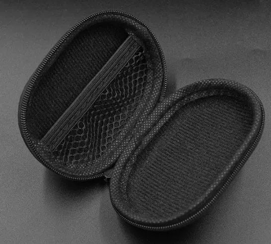Black oval leather earphone storage bag compatible with EDX PRO and ZEX PRO models