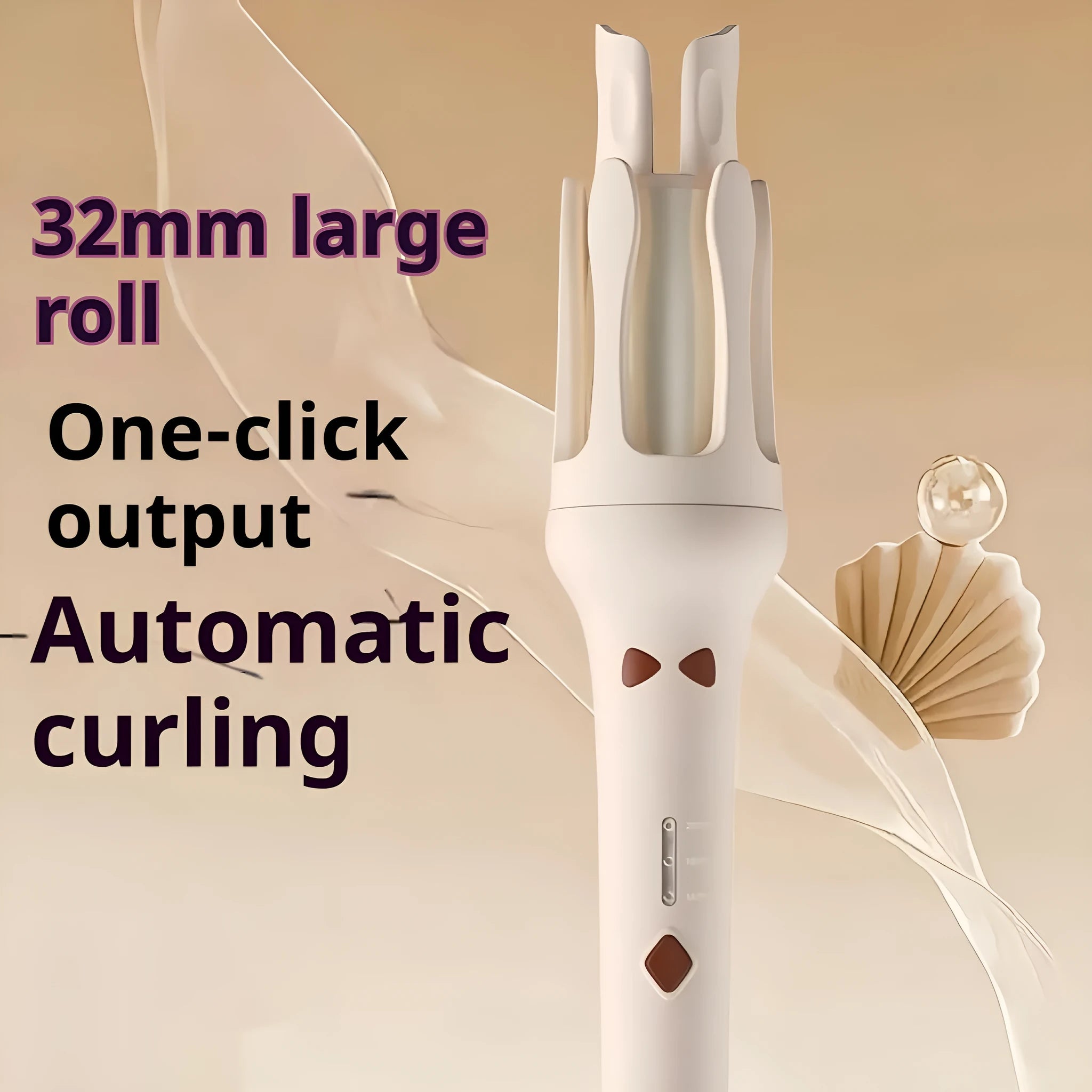 White purple automatic hair curler with 32mm barrel and wired AC power cord