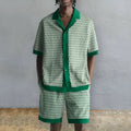 Men's short-sleeved shirt and matching shorts set in colour MHX01344, laid flat.