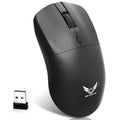 Black wireless mouse with DPI switch and audio buttons on side