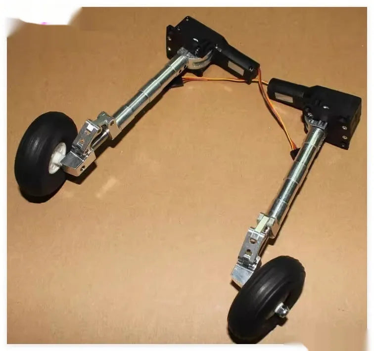 Retractable alloy landing gear for toy aircraft with shock-absorbing damping and multiple wheel size options