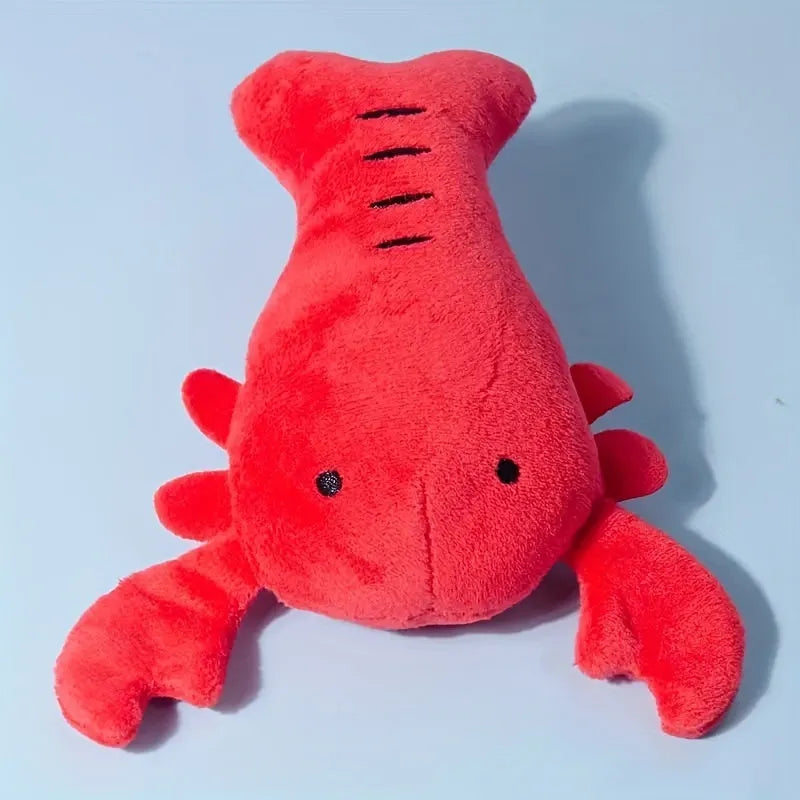 Red lobster plush dog toy with squeaker for small and medium dogs