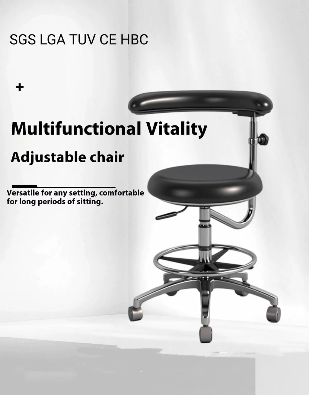 Black leather dental chair and matching nurse chair set for dental clinics and hospitals
