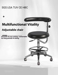 Black leather dental chair and matching nurse chair set for dental clinics and hospitals