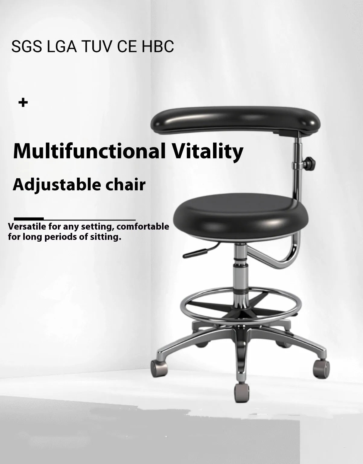 Black leather dental chair and matching nurse chair set for dental clinics and hospitals