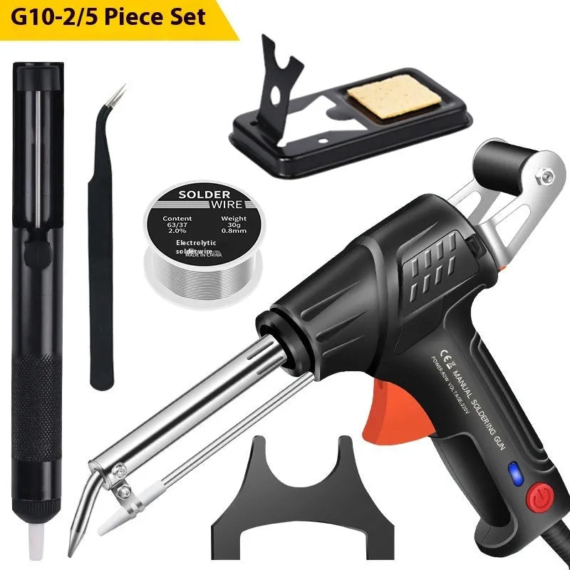 Black alloy soldering gun kit with light, showing 205mm by 170mm dimensions
