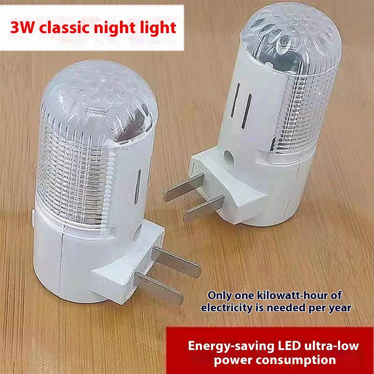 Minimalist plug-in bedside night light with US plug and dual light modes