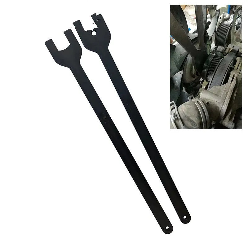 Two-piece alloy steel Land Rover fan wrench set showing 36mm and 40mm metric spanners for auto repair