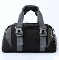 Nylon fitness gym bag shown in a selection of colours including black, blue, pink, and purple.