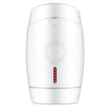 White home laser hair removal instrument with display screen and adapter plugs for UK, EU, US, and AU sockets.