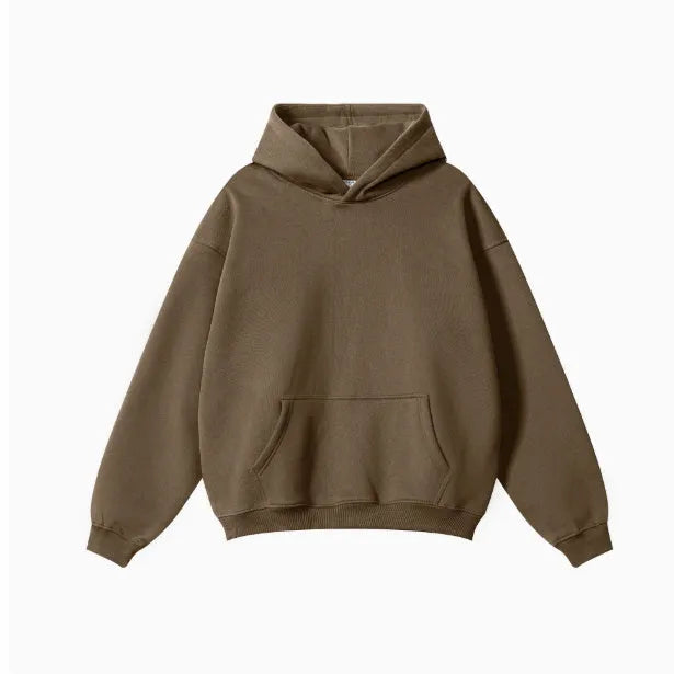 Men's cotton hooded sweater in multiple colours with drop-shoulder sleeves and loose fit