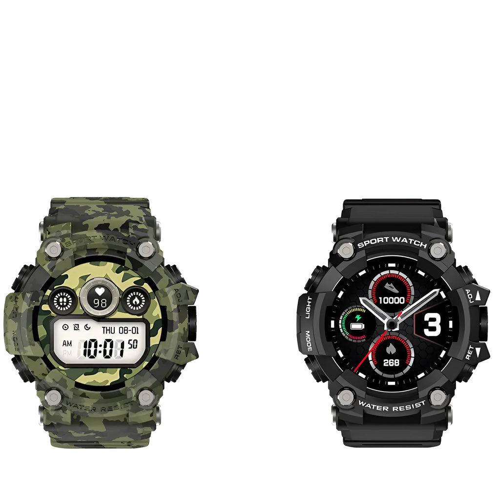 Black T6 tactical rugged smartwatch with a 1.3-inch screen on an anti-sweat wristband.