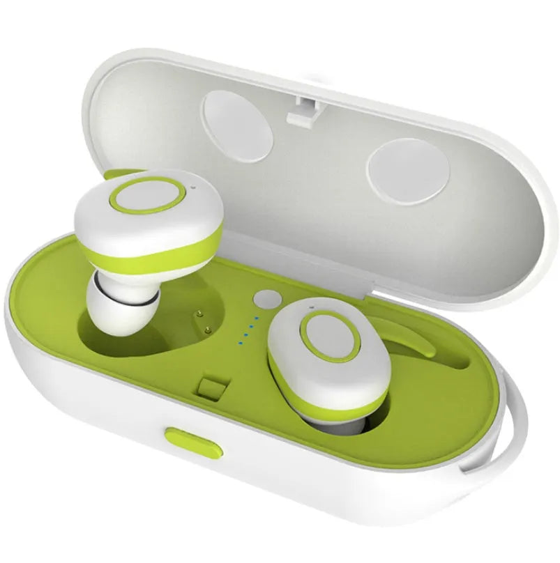 Compact Bluetooth wireless headphones with noise reduction in black, green, red, or white colours