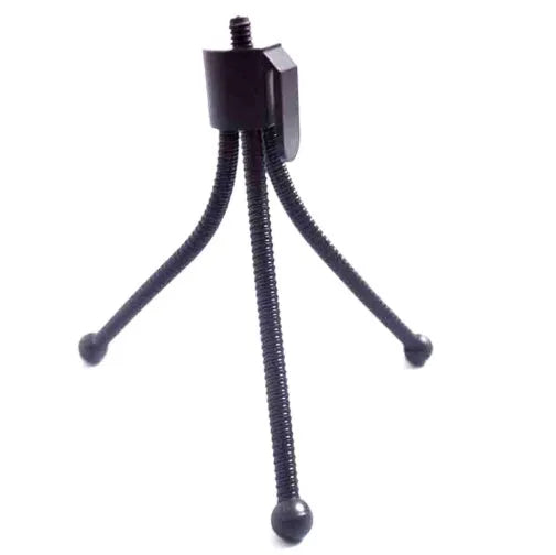 Small iron frame desktop tripod with folded legs and universal ball head for mobile phone cameras