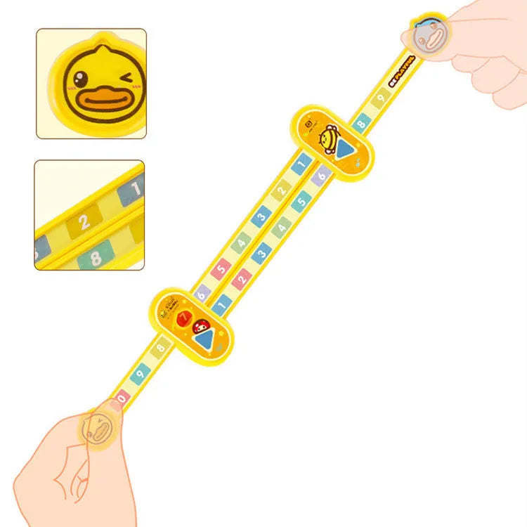 Yellow plastic cartoon digital decomposition ruler for children's mathematics education