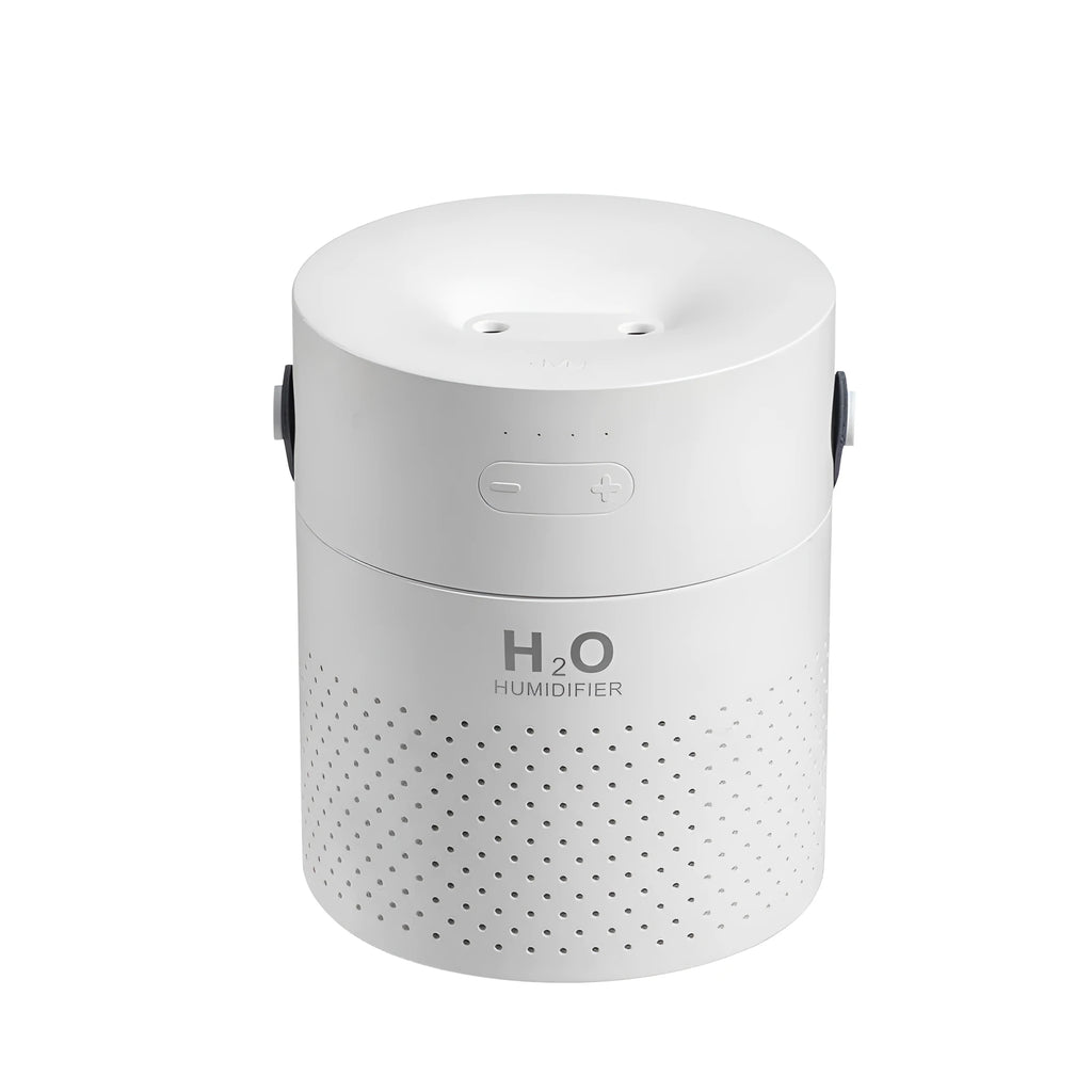 Slim USB rechargeable bedroom humidifier in green, grey, pink or white with 1.1L tank and 4000mAh battery