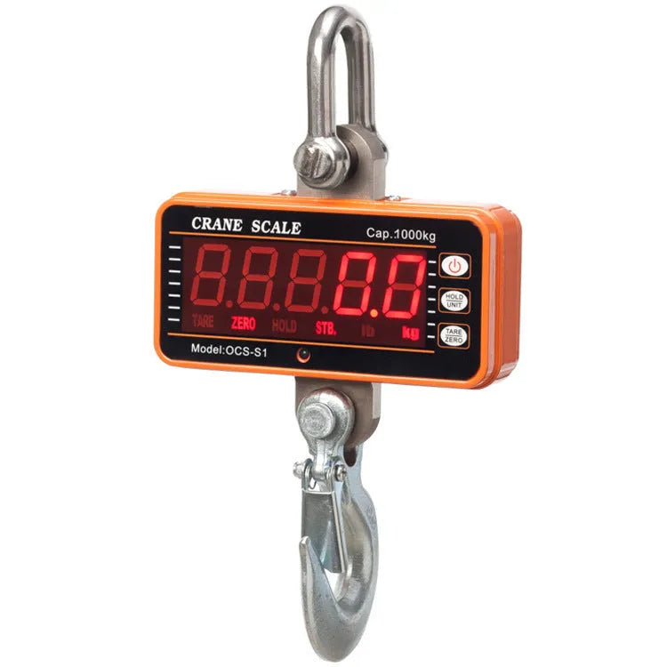 Orange electronic crane scale with digital display for 500kg warehouse weighing