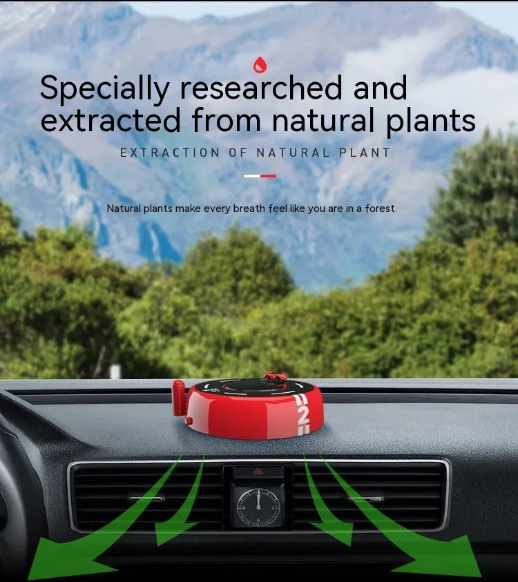Modern circular solar car perfume diffuser in black colour with USB connectivity port