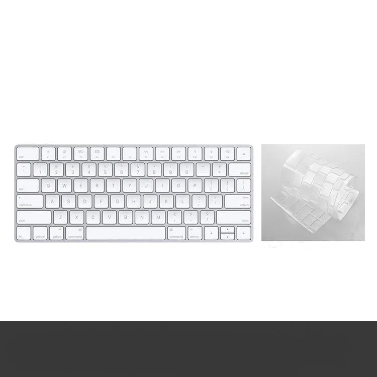 White Apple G6 ultra-thin metal Bluetooth wireless keyboard on a desk.