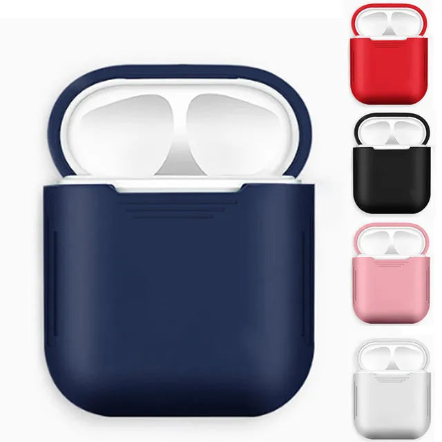 Silicone and TPU shockproof protective case for Apple AirPods in various colours.