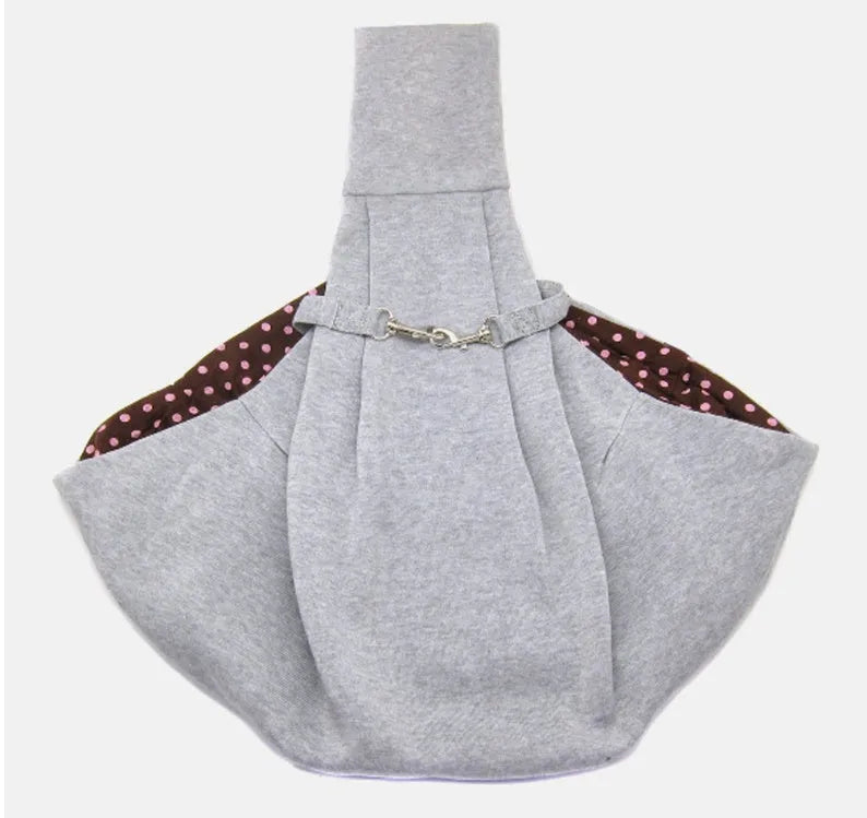 Foldable cotton and hemp pet shoulder bag with printed knitted lining, 70cm x 50cm, in pink, grey, blue or canvas lake blue