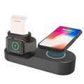 W3 wireless charging station showing phone, Apple Watch, and earphones charging simultaneously on black unit