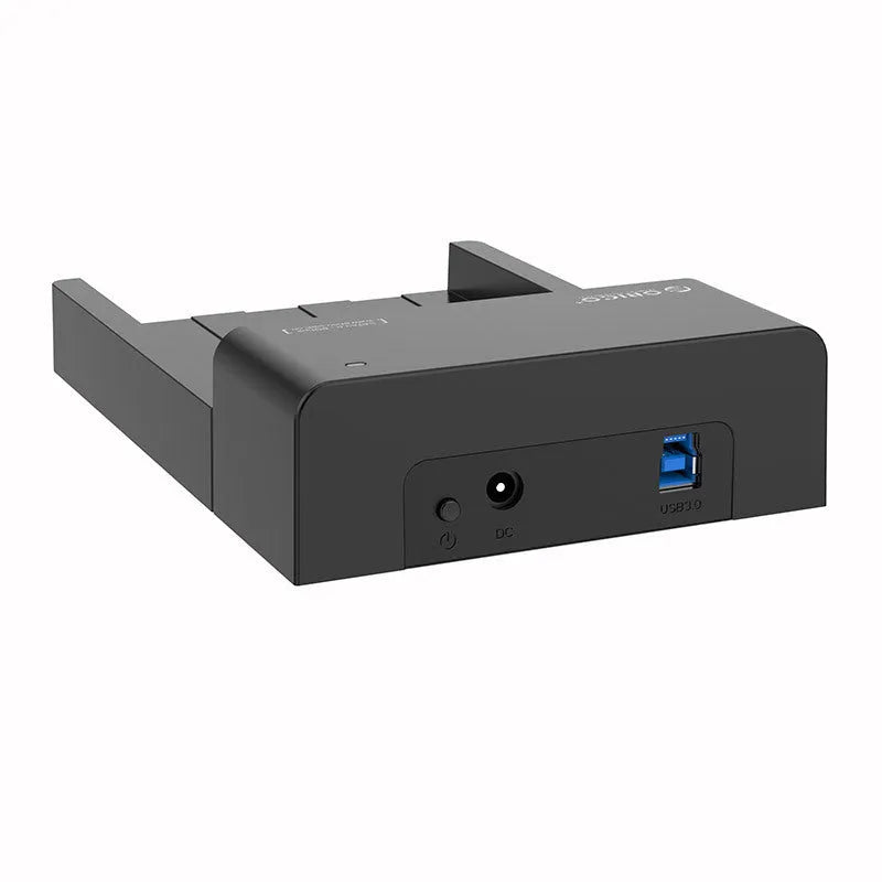 Black plastic 2.5 inch SATA hard disk enclosure with USB cable for portable external storage