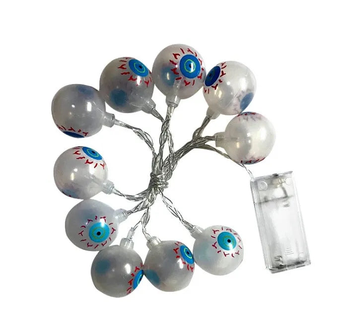 Halloween LED string lights with pumpkin, bat and ghost pendants on 1.2 metre waterproof cord