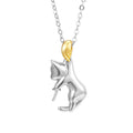 925 sterling silver cat pendant clavicle chain necklace with electroplating and pearl bead options