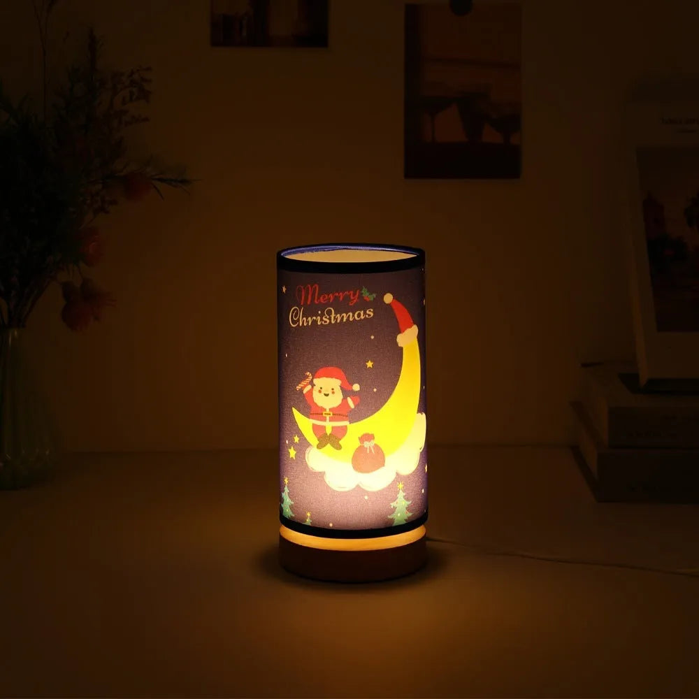 Moon Santa Claus LED night light with USB plug and bamboo holder