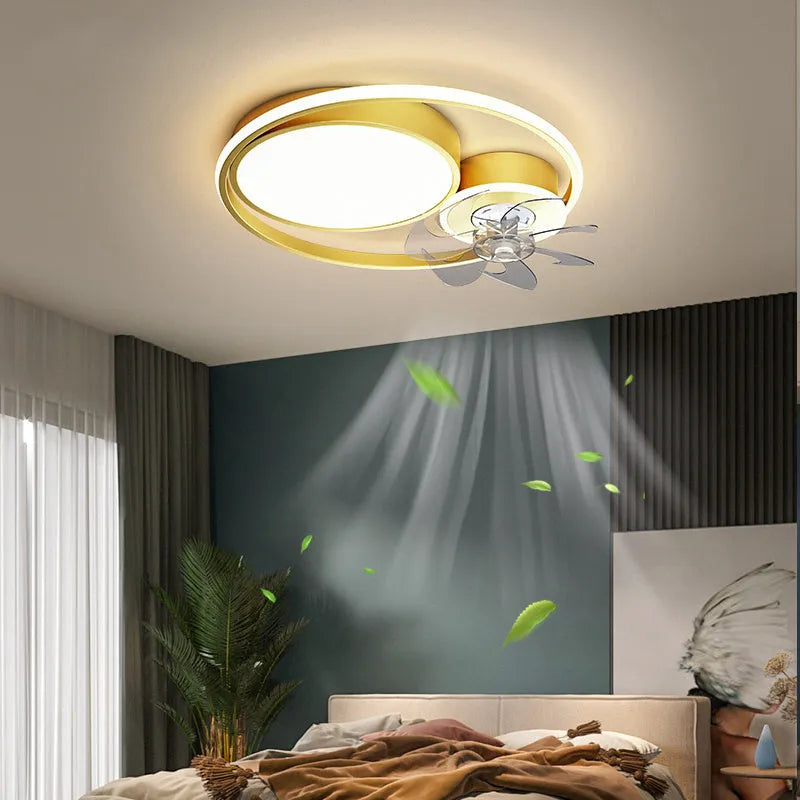 Nordic style 48cm ceiling fan light with metal blades and acrylic lampshade
