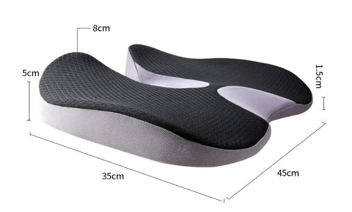 Curved bevel seat cushion in solid colour with memory foam for tailbone support