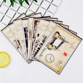 Set of nine minimalist cartoon postcards with Japanese-style retro Paris tower and historic site illustrations.