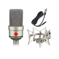 Champagne gold condenser microphone with cardioid pattern on included desk stand