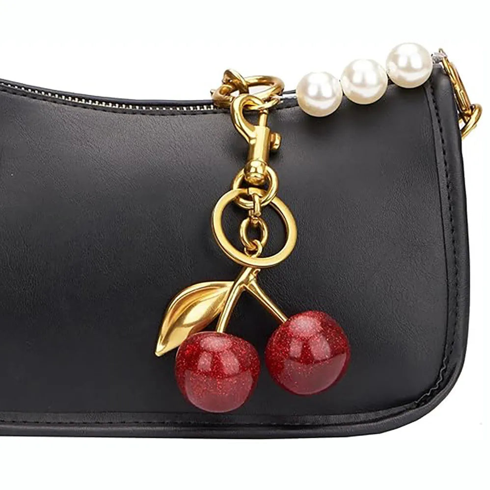 Zinc alloy three-dimensional cherry design key ring pendant for bags and keychains
