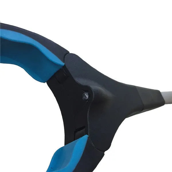 Blue foldable portable pickup stick extended to 83.5 cm with TPR grips