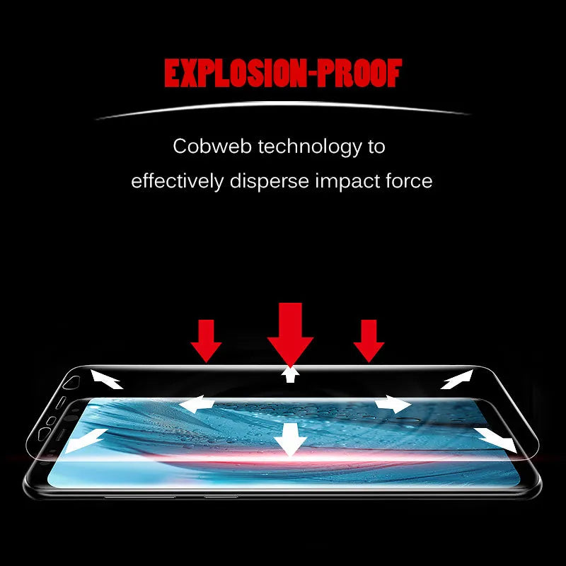 Purple curved hydrogel screen protector for Samsung Galaxy phones with matte finish