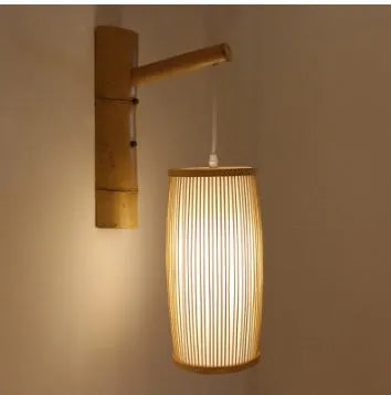 Bamboo woven plait decoration lamp with E27 holder for hall staircase lighting