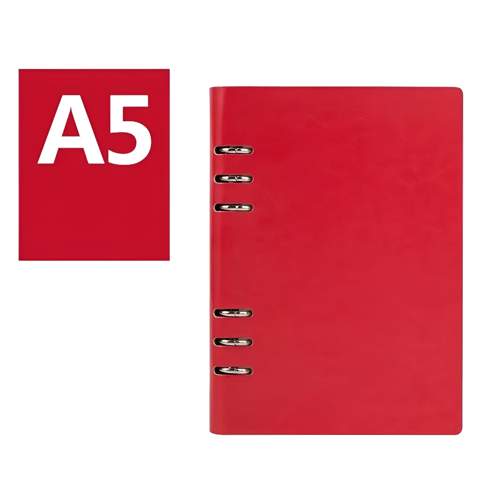 Loose-leaf notebook with imitation leather cover in red blue black brown seaweed green colours