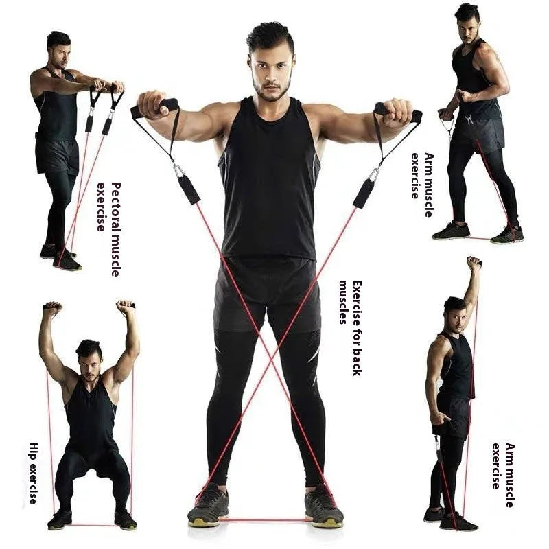 Multi-functional door sports 11-piece set with pulling rope for indoor strength training