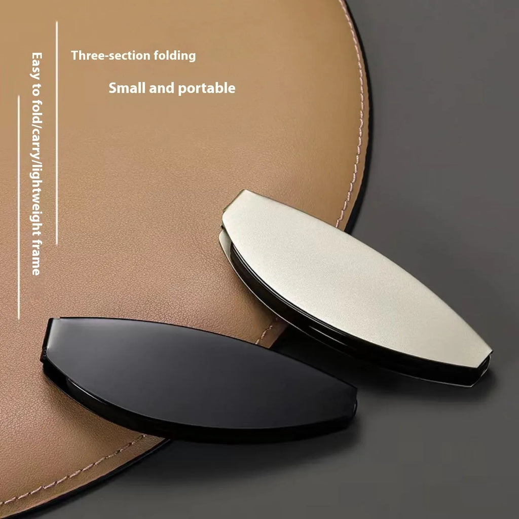 Folding pocket presbyopic glasses with retro ring-style metal frame in black or silver colour options.