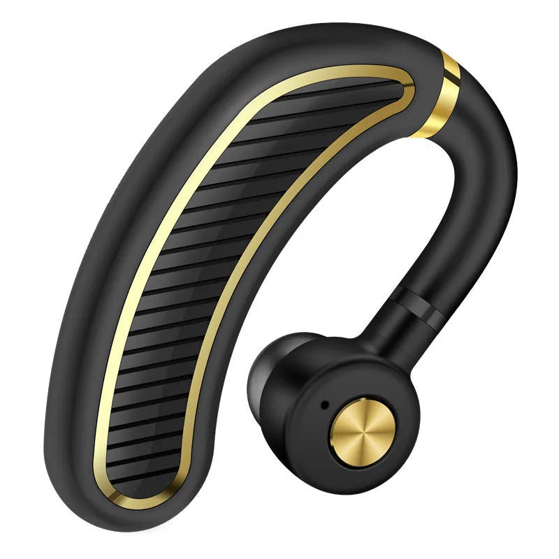 IPX5 sweatproof wireless earphones in black gold, black silver, box, and white gold colour options.