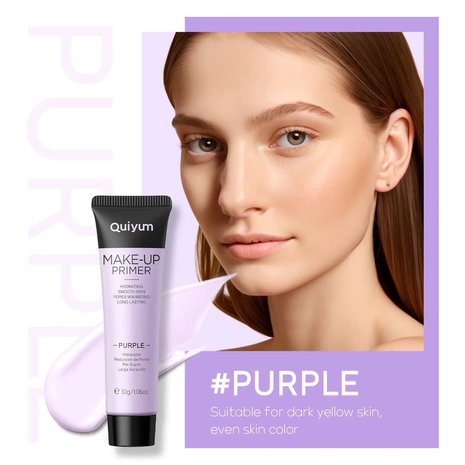 30g moisturising makeup primer colour box with green, pink, and purple correcting shades