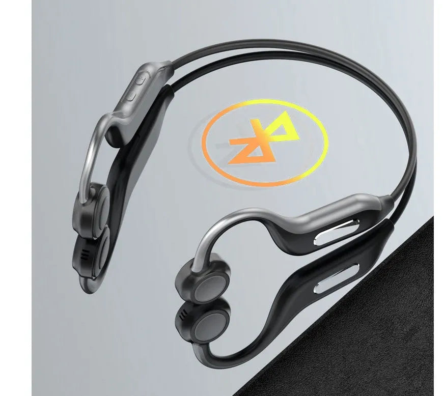 Bone conduction Bluetooth headset in Grey or Pink with Bluetooth 5.0, 140 mAh battery, 8-hour call time, and optional 8G memory