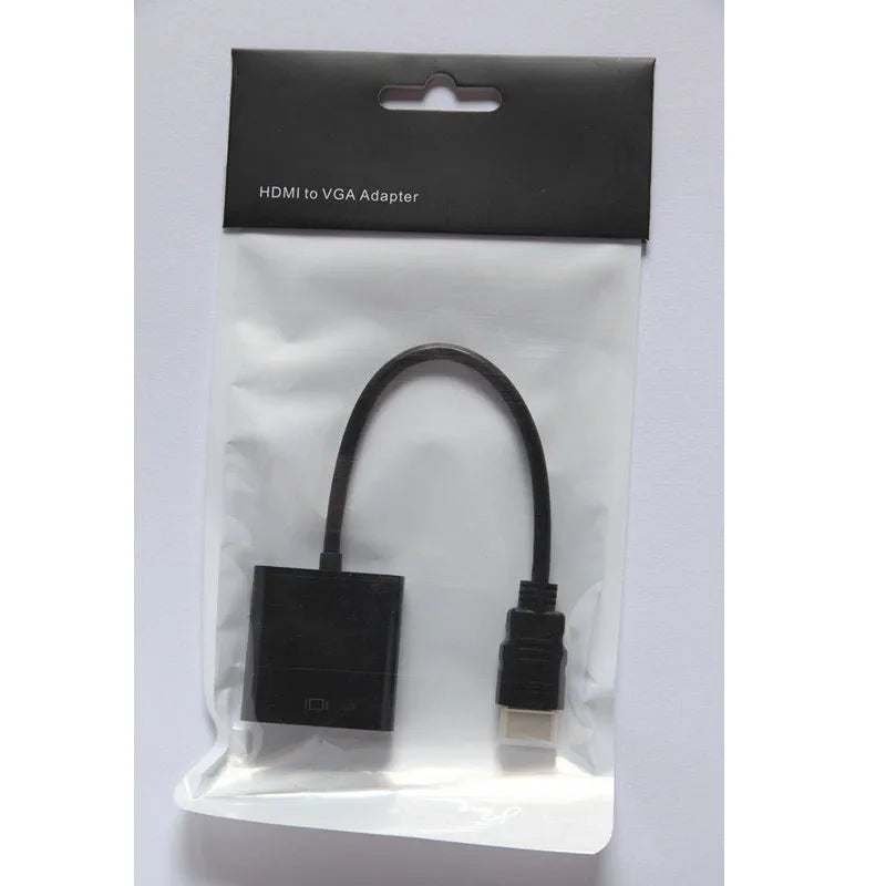 HDMI to VGA adapter cable with 0.3 metre black copper wire and connectors
