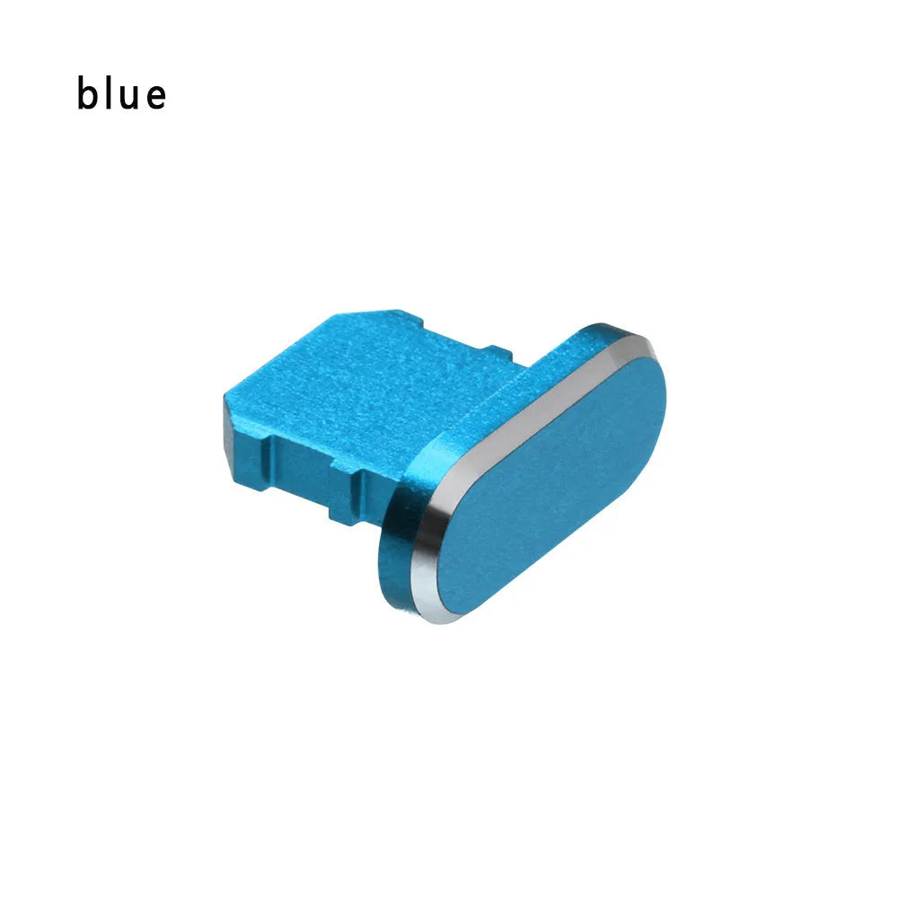 Aluminium alloy dust plug for iPhone charging port in multiple colour options.