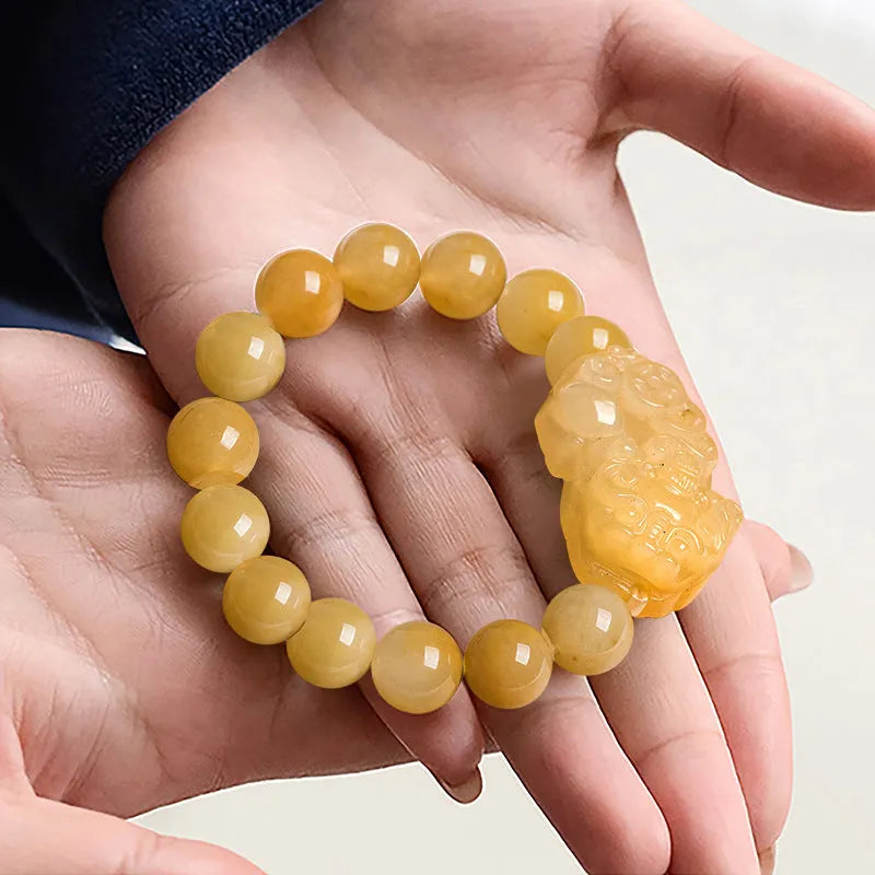 Carved money character Jinsi Jade bracelet with leather cord in two size options